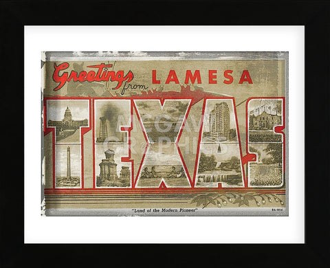 Texas Greetings (Framed) -  Vintage Vacation - McGaw Graphics