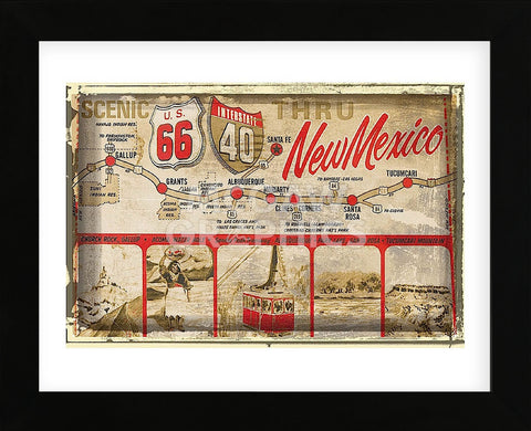 Scenic US 66 thru New Mexico (Framed) -  Vintage Vacation - McGaw Graphics