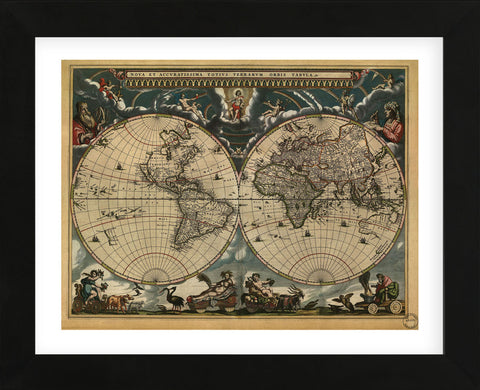 World Map 1664 (Framed) -  Vintage Reproduction - McGaw Graphics