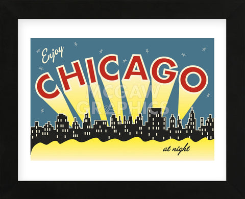 Chicago skyline (Framed) -  Vintage Reproduction - McGaw Graphics