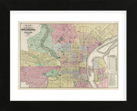 The Compact Portions of Philadelphia and Camden, 1872 (Framed) -  Walling & Gray - McGaw Graphics