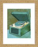 Old School Record Player in Aqua (Framed) -  John W. Golden - McGaw Graphics