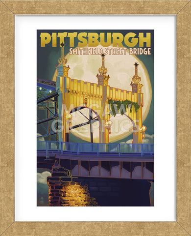 Pittsburgh - Smithfield Street Bridge (Framed) -  Lantern Press - McGaw Graphics