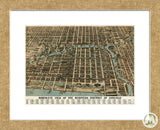 Bird’s Eye View of the Business District of Chicago, 1898 (Framed) -  Poole Bros. - McGaw Graphics