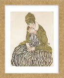 Edith with Striped Dress, Sitting, 1915 (Framed) -  Egon Schiele - McGaw Graphics