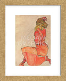 Kneeling Female in Orange-Red Dress, 1910 (Framed) -  Egon Schiele - McGaw Graphics