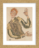 Self-Portrait with Striped Armlets (Framed) -  Egon Schiele - McGaw Graphics