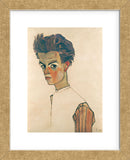 Self-Portrait with Striped Shirt (Framed) -  Egon Schiele - McGaw Graphics