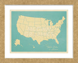 USA Map (blue) (Framed) -  Sparx Studio - McGaw Graphics