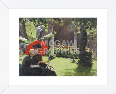 Afternoon in the Cluny Garden, Paris, 1889  (Framed) -  Charles Curran - McGaw Graphics