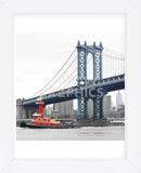 Manhattan Bridge with Tug Boat  (Framed) -  Erin Clark - McGaw Graphics
