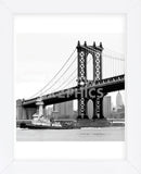 Manhattan Bridge with Tug Boat (b/w)  (Framed) -  Erin Clark - McGaw Graphics