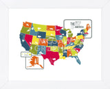 USA Map (bright) (Framed) -  Katelyn Lynch - McGaw Graphics