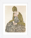 Edith with Striped Dress, Sitting, 1915 (Framed) -  Egon Schiele - McGaw Graphics