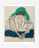 Crouching Woman with Green Headscarf (Framed) -  Egon Schiele - McGaw Graphics