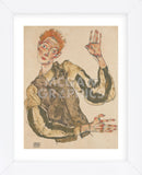 Self-Portrait with Striped Armlets (Framed) -  Egon Schiele - McGaw Graphics