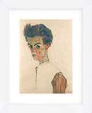 Self-Portrait with Striped Shirt (Framed) -  Egon Schiele - McGaw Graphics