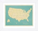 USA Map (blue) (Framed) -  Sparx Studio - McGaw Graphics