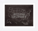 USA Map (chalk) (Framed) -  Sparx Studio - McGaw Graphics