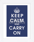 Keep Calm (navy) (Framed) -  Vintage Reproduction - McGaw Graphics