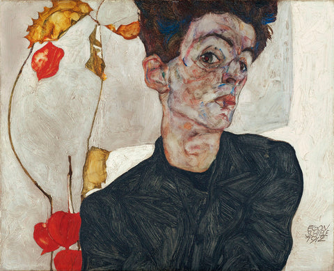 Self-Portrait with Physalis, 1912 -  Egon Schiele - McGaw Graphics