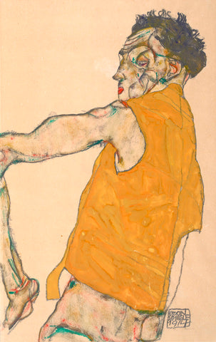 Self-Portrait in Yellow Vest, 1914 -  Egon Schiele - McGaw Graphics