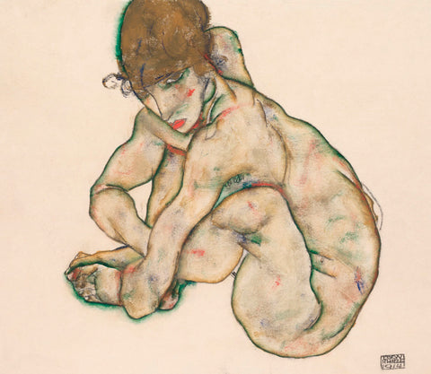 Crouching Nude Girl -  Egon Schiele - McGaw Graphics