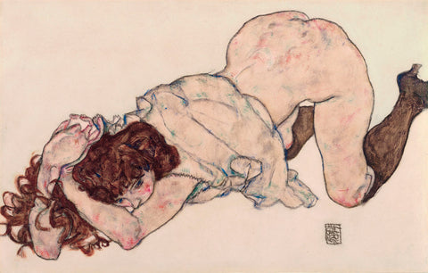 Kneeling Girl, Resting on Both Elbows -  Egon Schiele - McGaw Graphics