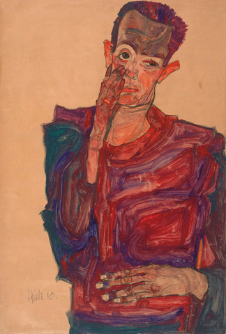 Self-Portrait with Eyelid Pulled Down, 1910 -  Egon Schiele - McGaw Graphics