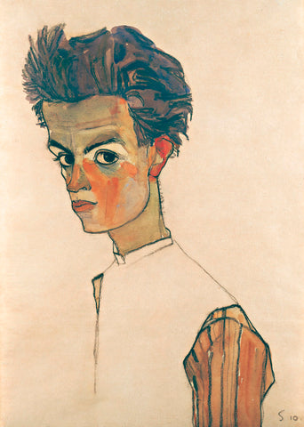 Self-Portrait with Striped Shirt -  Egon Schiele - McGaw Graphics