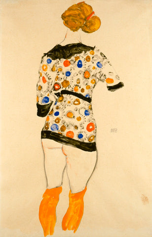 Standing Woman in a Patterned Blouse -  Egon Schiele - McGaw Graphics