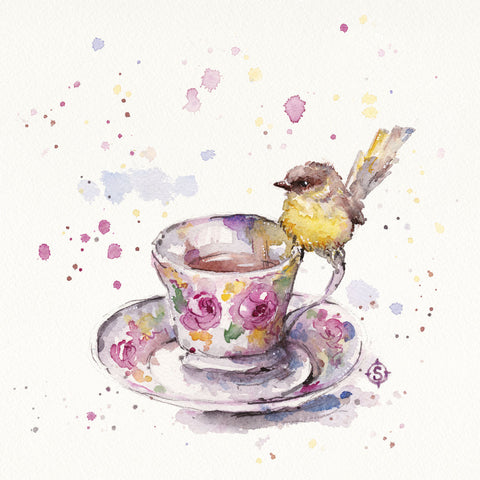 Tea Time (Eastern Yellow Robin) -  Sillier than Sally - McGaw Graphics