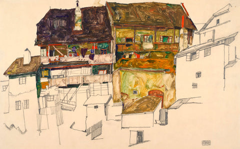 Old Houses in Krumau, 1914 -  Egon Schiele - McGaw Graphics