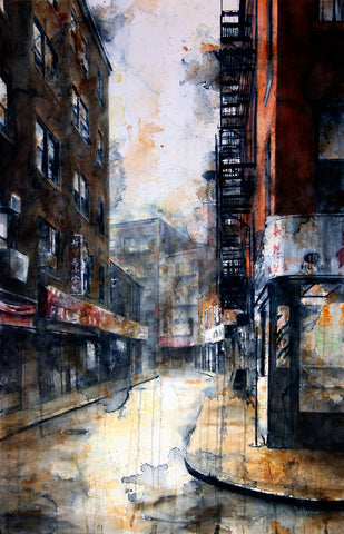 Doyers Street at Pell, rain -  Tim Saternow - McGaw Graphics