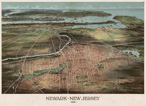 Newark, New Jersey, 1916 -  Shepherd - McGaw Graphics