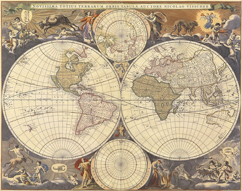 New World Map, 17th Century -  Visscher - McGaw Graphics