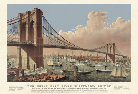 The Great East River Suspension Bridge, 1877 -  Vintage Reproduction - McGaw Graphics