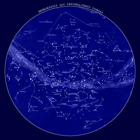 Celestial Map of Constellations visible from France, 19th C. -  Vintage Reproduction - McGaw Graphics