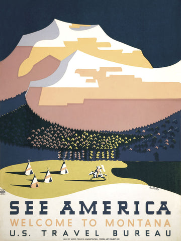 See America - Welcome to Montana I -  Vintage Reproduction - McGaw Graphics
