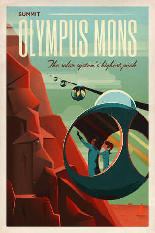 Space X Mars Tourism Poster for Olympus Mons -  Vintage Reproduction - McGaw Graphics