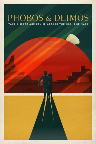 Space X Mars Tourism Poster for Phobos and Deimos -  Vintage Reproduction - McGaw Graphics