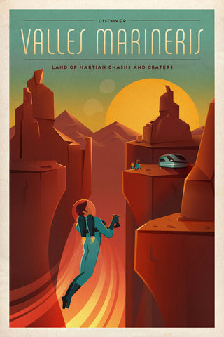 Space X Mars Tourism Poster for Valles Marineris -  Vintage Reproduction - McGaw Graphics