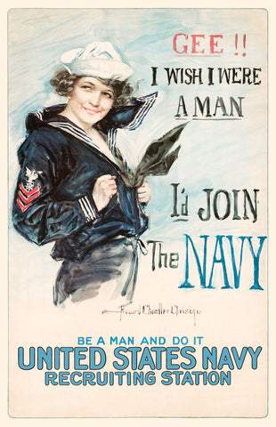 Gee!! I Wish I were a Man, I’d Join the Navy -  Vintage Reproduction - McGaw Graphics