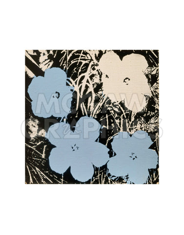Flowers, 1965 (3 blue, 1 ivory) -  Andy Warhol - McGaw Graphics