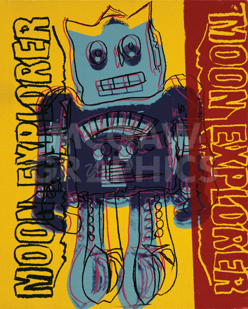 Moon Explorer Robot, 1983 (blue & yellow) | McGaw Graphics