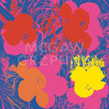 Flowers, 1970 (red, yellow, orange on blue) -  Andy Warhol - McGaw Graphics