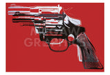 Guns, c. 1981-82 (white and black on red) -  Andy Warhol - McGaw Graphics