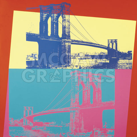 Brooklyn Bridge, 1983  (blue bridge/yellow background) -  Andy Warhol - McGaw Graphics