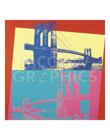 Brooklyn Bridge, 1983  (blue bridge/yellow background) -  Andy Warhol - McGaw Graphics