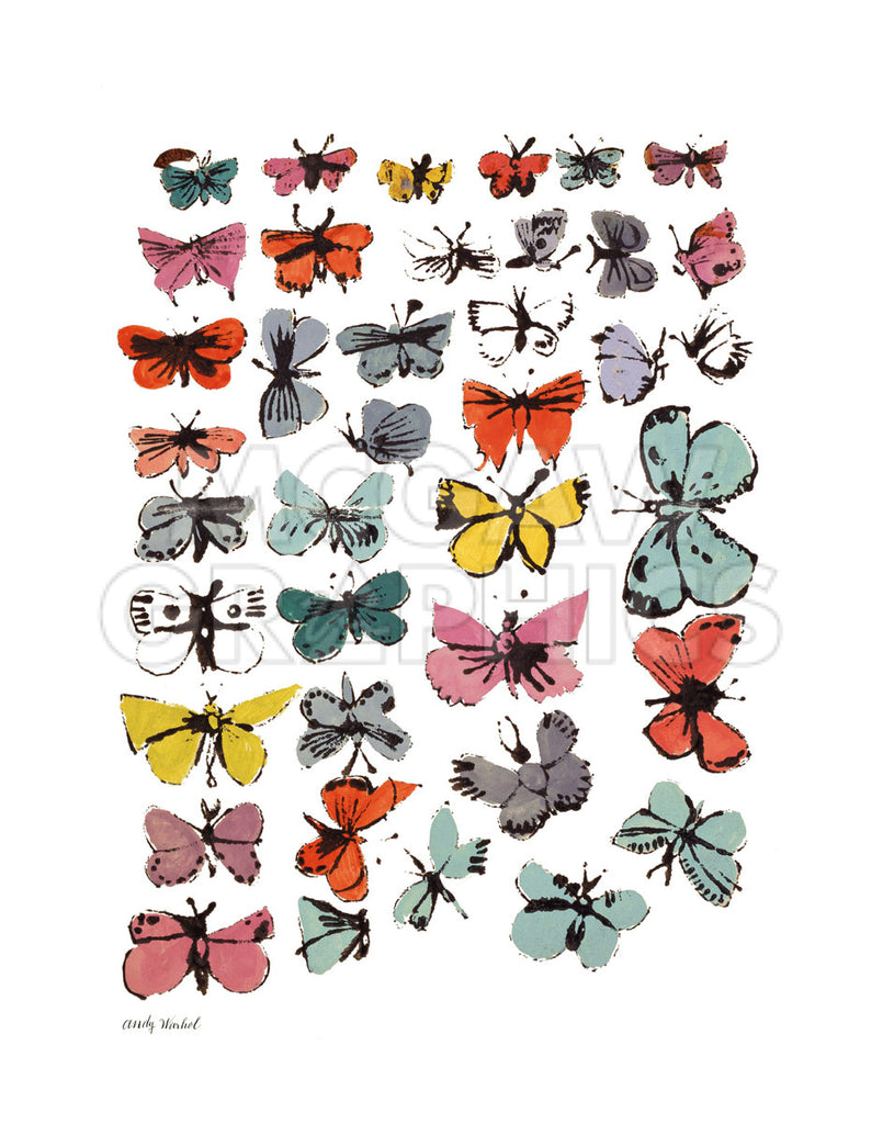 bugaboo andy warhol butterfly Butterflies, 1955 (many/varied colors)- Andy Warhol 12x9 image on 16x13 Giclée Paper